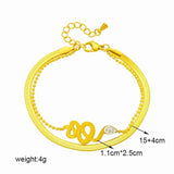 316L Stainless Steel Snake Charm Bracelet For Women 2in1 Wrist Chains