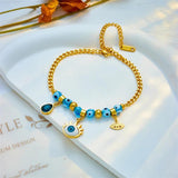 316L Stainless Steel Eyes Crystal Charm Bracelet For Women