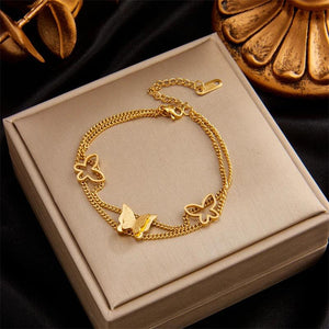316L Stainless Steel Butterfly Charm Bracelet for Women