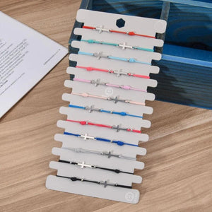 12pcs Christian Cross Bracelet Wristband Adjustable Cord Bracelets with Pendant