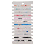 12pcs Christian Cross Bracelet Wristband Adjustable Cord Bracelets with Pendant