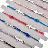 12pcs Christian Cross Bracelet Wristband Adjustable Cord Bracelets with Pendant