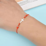 12pcs Christian Cross Bracelet Wristband Adjustable Cord Bracelets with Pendant