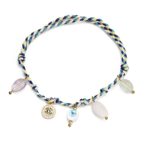 Colorful Braided Evil Eye Charm Tassel Bracelet for Women Girls Men