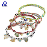 Colorful Braided Evil Eye Charm Tassel Bracelet for Women Girls Men