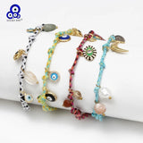 Colorful Braided Evil Eye Charm Tassel Bracelet for Women Girls Men