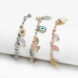 Colorful Braided Evil Eye Charm Tassel Bracelet for Women Girls Men