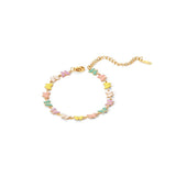 304 SS Multicolor Enamel Bracelet with Daisy Flower and Butterfly