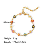 304 SS Multicolor Enamel Bracelet with Daisy Flower and Butterfly