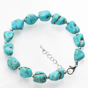 Irregular Beads Turquoise Stone Strand Bracelet 7.5inch