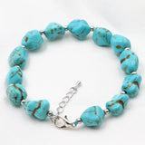 Irregular Beads Turquoise Stone Strand Bracelet 7.5inch