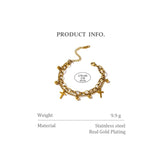 Stainless Steel Cross Layered Bracelet Women Charm Metal 14K Plated Golden