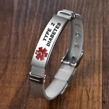 Type 2 Diabetes Medical Alert ID Bracelets Adjustable Silicone Bangles