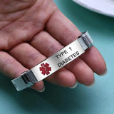 Type 2 Diabetes Medical Alert ID Bracelets Adjustable Silicone Bangles