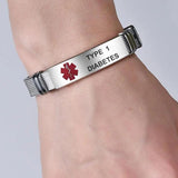 Type 2 Diabetes Medical Alert ID Bracelets Adjustable Silicone Bangles