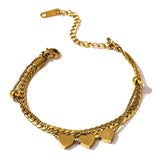 Romantic Heart Steel Bracelet for Women Charm Snake Chain Layered