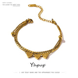 Romantic Heart Steel Bracelet for Women Charm Snake Chain Layered