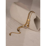 Romantic Heart Steel Bracelet for Women Charm Snake Chain Layered