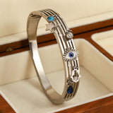 Zircon Evil Eye Charm Stainless Steel Bangles for Women