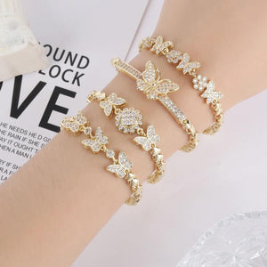 Crystal Butterfly Bracelet for Women Zircon Star Bracelet Plated Jewelry