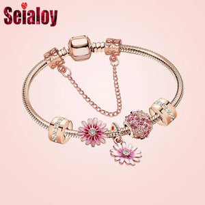 Daisy Charm Bracelets Beaded Bangle Jewelry Gift