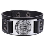 Vintage Star of David Hexagram Charm Bracelet Men Leather Tantrism Jewelry
