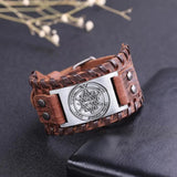 Vintage Star of David Hexagram Charm Bracelet Men Leather Tantrism Jewelry