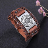 Vintage Star of David Hexagram Charm Bracelet Men Leather Tantrism Jewelry