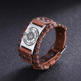 Vintage Star of David Hexagram Charm Bracelet Men Leather Tantrism Jewelry