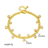 316L Stainless Steel Charm Bracelet with Zircon Crystal - Non-fading