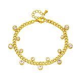 316L Stainless Steel Charm Bracelet with Zircon Crystal - Non-fading