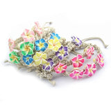 8 Colors Pick Pink Purple Plumeria Flower Friendship Braided Cord Bracelets