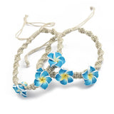 8 Colors Pick Pink Purple Plumeria Flower Friendship Braided Cord Bracelets