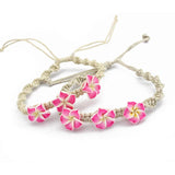 8 Colors Pick Pink Purple Plumeria Flower Friendship Braided Cord Bracelets