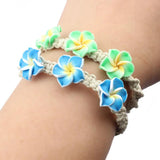 8 Colors Pick Pink Purple Plumeria Flower Friendship Braided Cord Bracelets