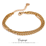 Golden Stainless Steel Double Layered Chain Bangle Bracelet