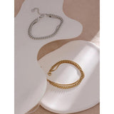 Golden Stainless Steel Double Layered Chain Bangle Bracelet
