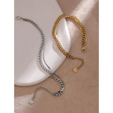 Golden Stainless Steel Double Layered Chain Bangle Bracelet