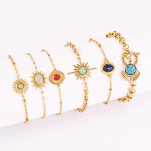 316L Stainless Steel Bracelet Turquoise Pendant Chain Bracelet