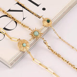 316L Stainless Steel Bracelet Turquoise Pendant Chain Bracelet