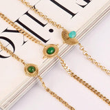 316L Stainless Steel Bracelet Turquoise Pendant Chain Bracelet