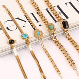 316L Stainless Steel Bracelet Turquoise Pendant Chain Bracelet
