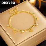 316L Stainless Steel Heart Love Zircon Charm Bracelet For Women