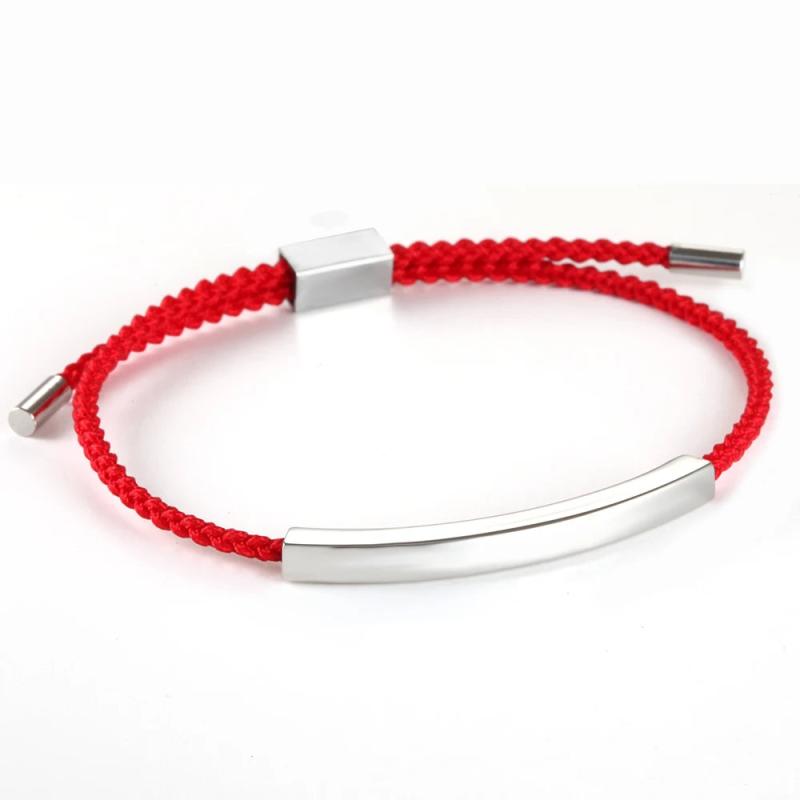 Love Shape Charm Stainless Steel Bracelet Red Rope Thread String Bracelet