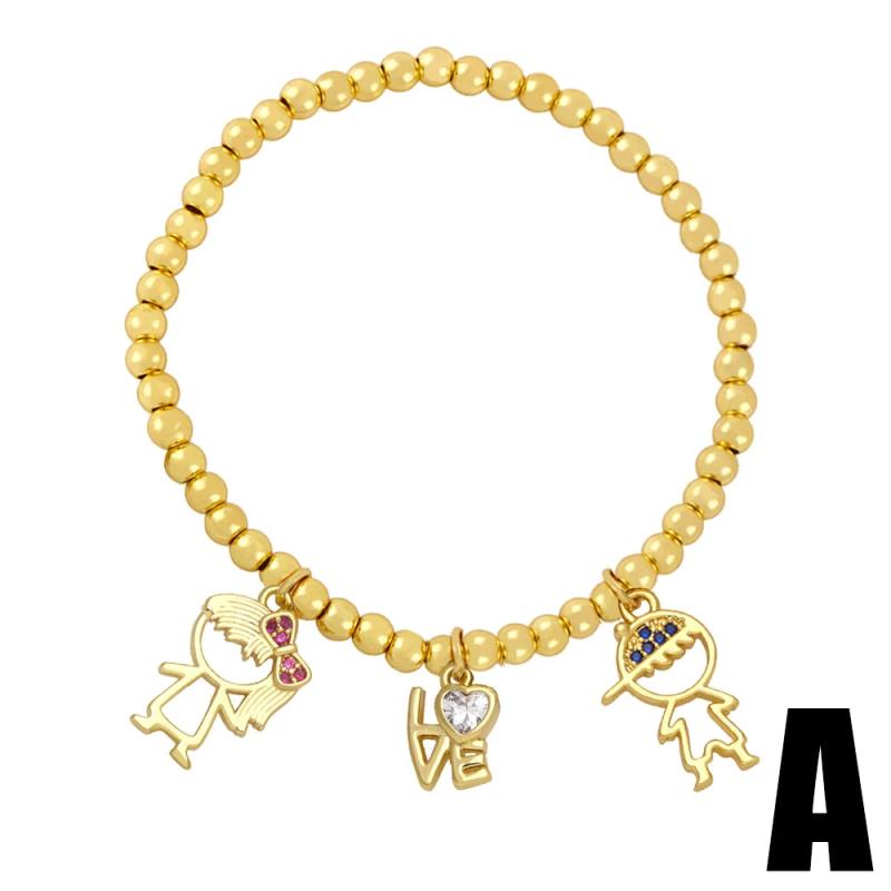 CZ Heart Bracelet for Women Girls, Copper Plated Beads Love Bracelet