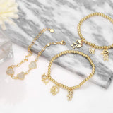 CZ Heart Bracelet for Women Girls, Copper Plated Beads Love Bracelet