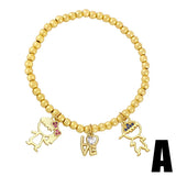 CZ Heart Bracelet for Women Girls, Copper Plated Beads Love Bracelet