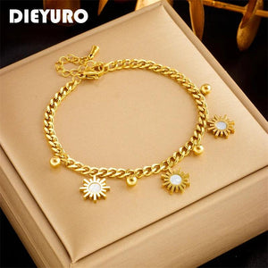 316L Stainless Steel Sun Charm Bracelet For Women