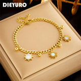 316L Stainless Steel Sun Charm Bracelet For Women