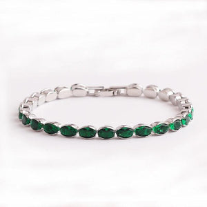 Oval CZ Crystal Charm Bracelet 18K Plated Cubic Zircon Chain